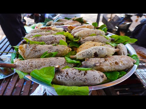 Food market tour, yummy Cambodian street food, fresh food market morning & afternoon scenes