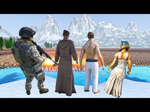 4 Heroes army vs 4 million Spartan , Persian & ROMAN GENERAL !!  Ultimate Epic Battle Simulator 2