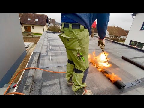 Flachdach mit Schweißbahn abdichten, Garagendach zweilagig mit G 200 S4 Schweißbahn abdichten
