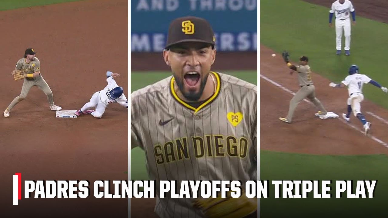 This Padres TRIPLE PLAY clinched a postseason berth 🤯 | MLB on ESPN