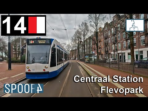 Cabinerit Tram 14 (Amsterdam) | Centraal Station - Flevopark (Tram Driver's POV)