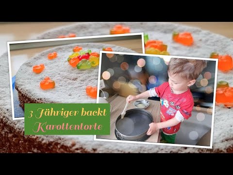 Karottenkuchen backen mit Kind Rèpatorta Carrot Cake bake with kids Kleinkind Freizeitbeschäftigung