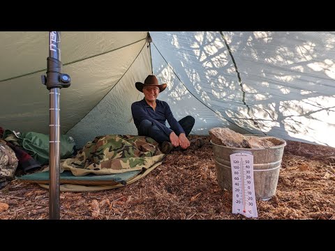 Heating my Floorless Tent with Hot Rocks -- Solo Camping