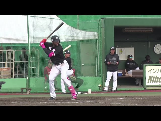 【ファーム】二桁得点目!! マリーンズ・アセベド レフトオーバーのタイムリー2ベース!! 2025年3月25日 東北楽天ゴールデンイーグルス 対 千葉ロッテマリーンズ