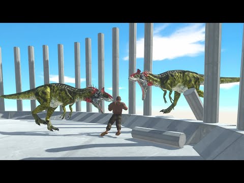Remastered CRYOLOPHOSAURUS Duo in Circle Cage - Animal Revolt Battle Simulator