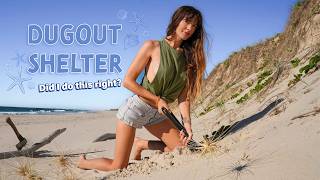 I Built a Dugout Shelter in Soft Sand (Was This a Bad Idea?) | Solo Girl Camping