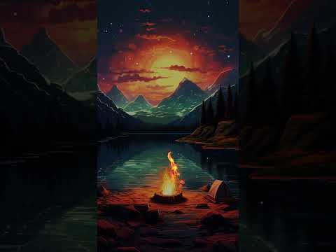 KOH Video Wallpaper AL022 Starry Lakeside Campfire
