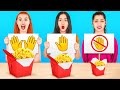 NO Hands VS ONE Hand VS TWO Hands ONE COLOR CHALLENGE 100 Layers Of Food By 123 GO CHALLENGE