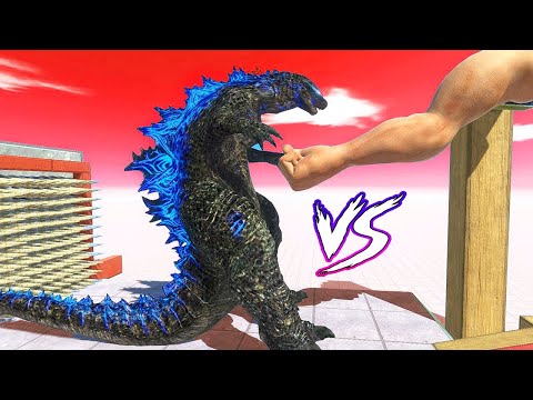 Legendary  Growing GODZILLA Gets PUNCHED by Giant Arm - Animal Revolt Battle Simulator