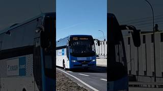 A Connect Flybussen Volvo 9700H passing thru Grorud statsjon, on its way to Gardeomoen airport.