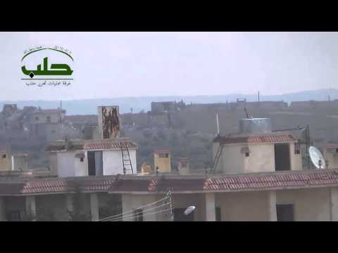 استهداف تحصينات النظام في جبهة الملاح بواسطة صاروخ حراري من غرفة عمليات تحرير حلب