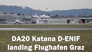 preview picture of video 'Diamond DA20 Katana landing Flughafen Graz | D-ENIF'