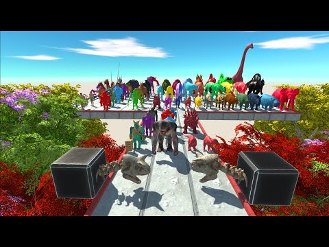 All Try to Through Dinosaur Heads Road | Animal Revolt Battle Simulator