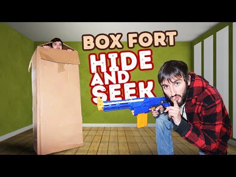 BOX FORT HIDE AND SEEK CHALLENGE! (Box Fort NERF WAR)