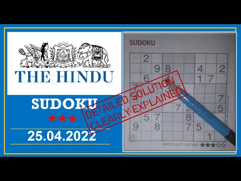 How to Solve 3 Star Hindu  Sudoku Apr 25, 2022 -  Step By Step Solution