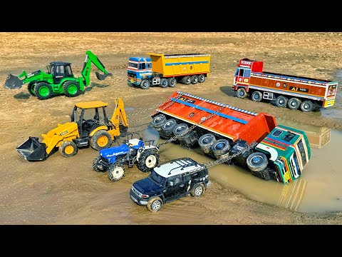 TATA Dumper Truck Accident Pulling Out Car New Holland Tractor JCB 3DX | Cartoon Video | Jcb Cartoon