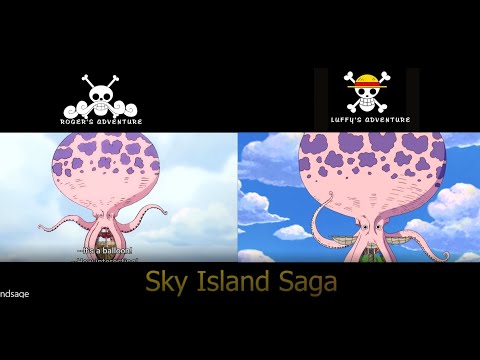 One piece: Sky Island Sage anime Comparison between Luffy and Roger