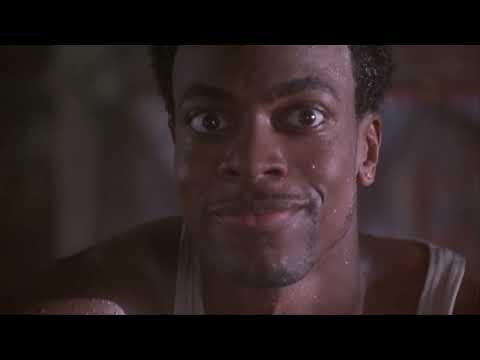 Money Talks (1997) trailer frame: Chris Tucker leans from a convertible showered in cash