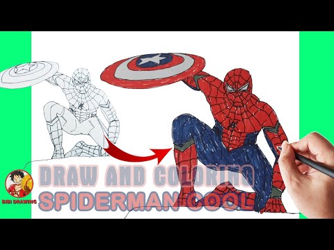 How To Draw Spiderman With Captain America Shield - Draw ...