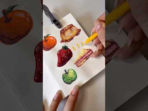 Painting FOOD🍒🍰 with NEW markers🔥