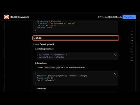 Reddit Keywords Apify Actor Walkthrough