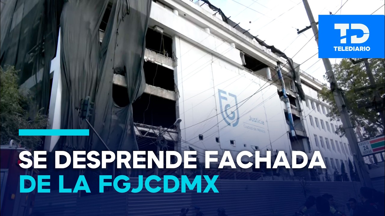 Cae fachada de Búnker de la Fiscalía de CdMx tras percance con tráiler; no hay heridos