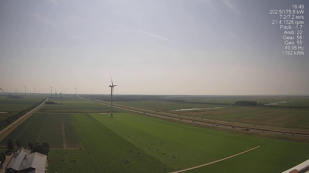 Live webcam view of Wind Turbine Camera over Zeewolde Polder