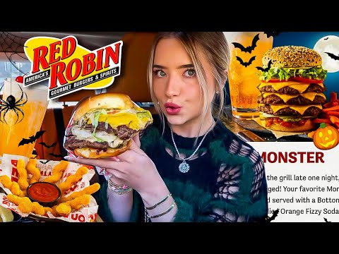 Eating Red Robin's NEW Halloween Menu ft. MEGA MONSTER BURGER & More!!
