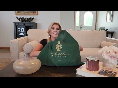 Unwrapping my custom handbag from the Leather School in Florence--quiet luxury