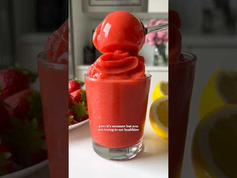 Day 9 of 15 Days Ice Cream & Sorbet Recipes: Strawberry Sorbet🍓 #healthydessert #sorbet #recipe