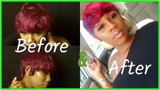 How to make your short wig look flat| Milkyway Remy Saga wig cranberry|winge