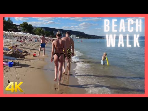 Golden Sands Beach, Varna 🇧🇬 | Relaxing Walk by the Sea 🌊 (25 min, 4K)