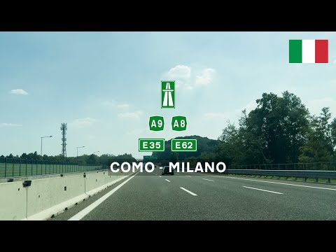 Driving in Italy: Autostrada dei Laghi A9 & A8 E35 E62 from Como to Milano (Tangenziale)