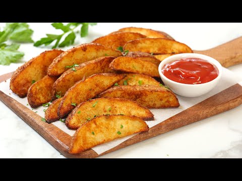 Crispy Potato Wedges | Perfect Oven Baked Snack, Side, or Appetizer!