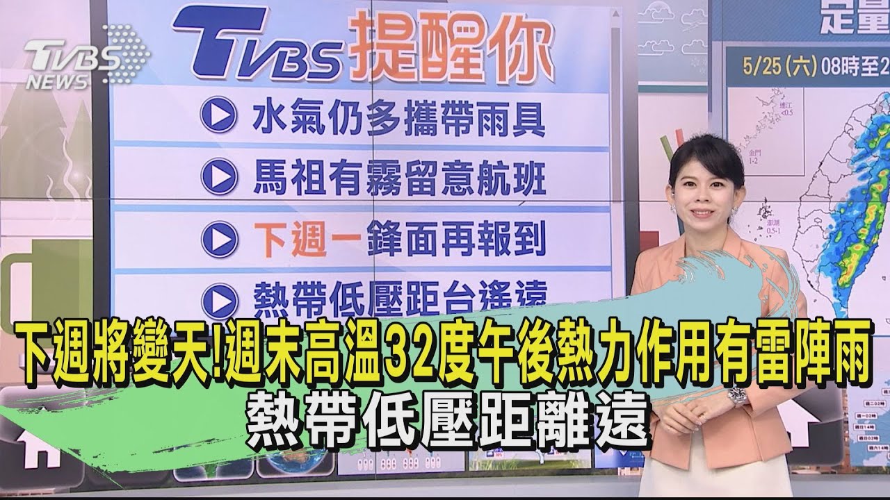 下週將變天!週末高溫32度午後熱力作用有雷陣雨 熱帶低壓距離遠