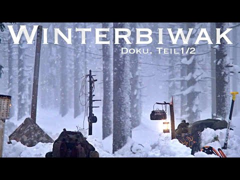 Winterbiwak 3 Tage mit viel Schnee - tief im Wald - Bushcraft Tour Overnight -  Teil1/2