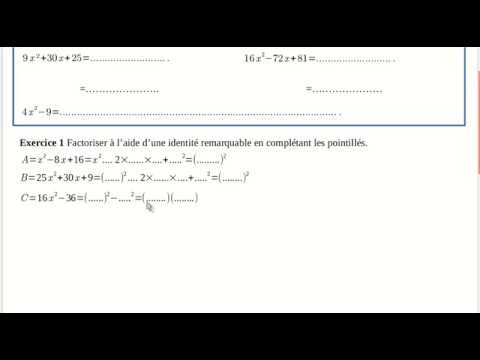 2nde Exercice - Factoriser avec une identité remarquable -  Exercice 1