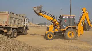 Jcb Loading Stone In Tata Dumper Jcb Backhoe Loader #sujal13 #jcb