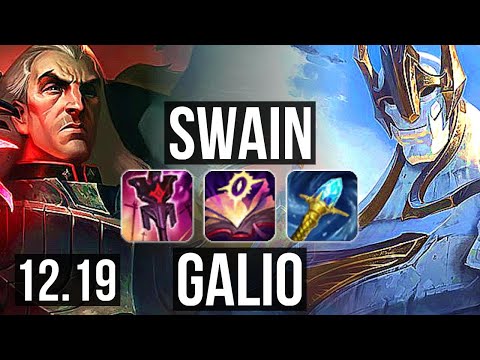 SWAIN vs GALIO (MID) | 9/0/10, Rank 6 Swain, Legendary | KR Challenger | 12.19