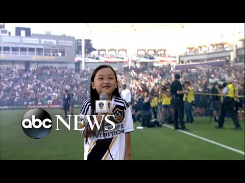 7-year-old sings national anthem before packed MLS crowd