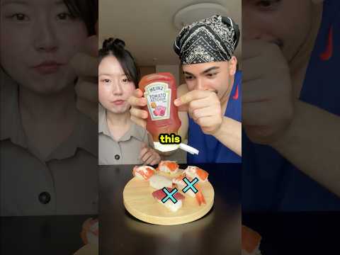 Wasabi Sushi Challenge Gone Wrong! 🌶️🍣 #couplecomedy #wasabichallenge #funny #sushi