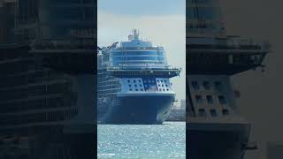 Celebrity Beyond cruise ship departing from the Port of Fort Lauderdale / front view