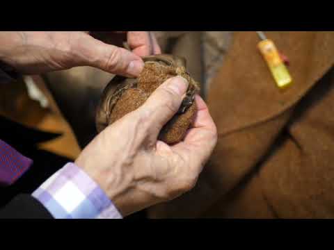 David Saxby demonstrates a way to fix holes ( damage ) on Harris Tweed