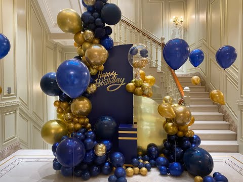 Decoraciones para fiestas con globos de feliz cumpleaños, azul Klein, dorado