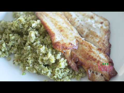 Pan Fried Dover Sole Fillets with Garlic and Lemon Riced Broccoli