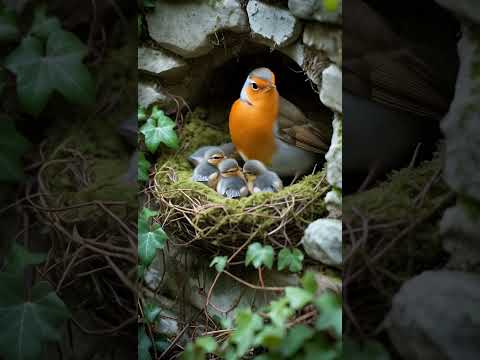 European Robin Nest Hidden in a Garden Wall #robin #robinbird #nature #birdnest #wildlife #birds