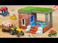DIY Mini Tractor Building A Brick Concrete House With Pool Mini Construction Science Project