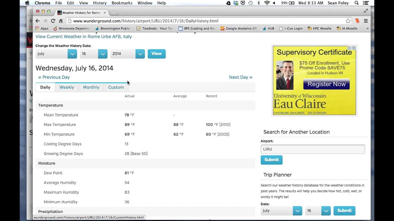 Weather Underground Instructions