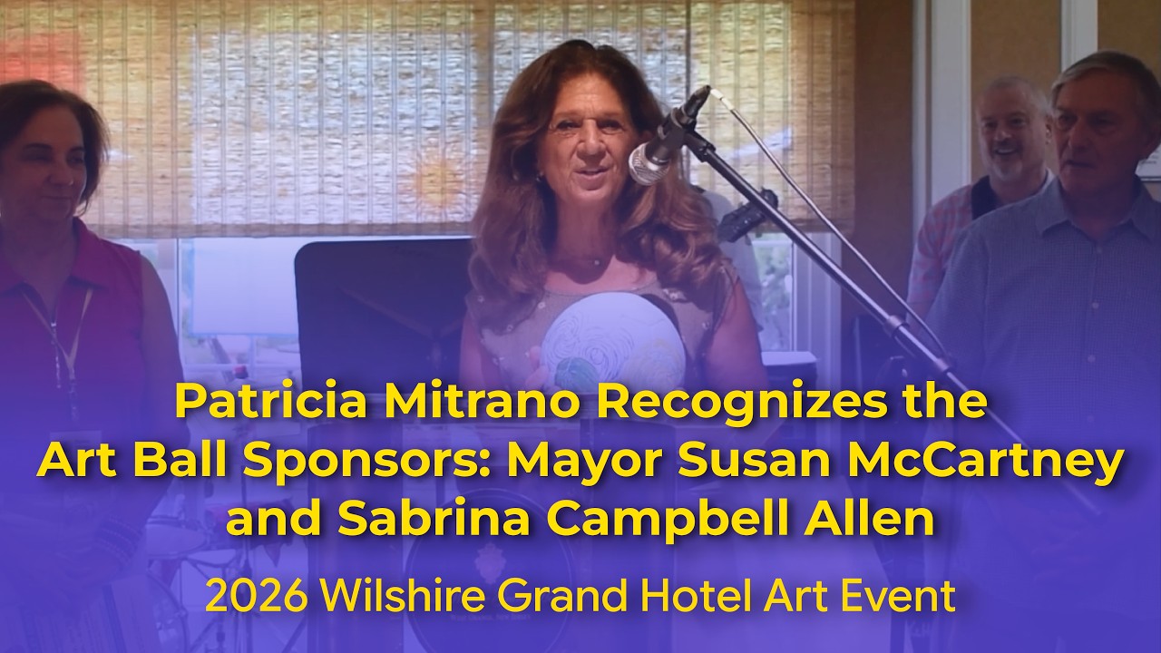 Patricia Mitrano Recognizes the Art Ball Sponsors: Mayor Susan McCartney and Sabrina Campbell Allen