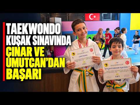 Taekwondo kuşak sınavında Çınar ve Umutcan’dan başarı